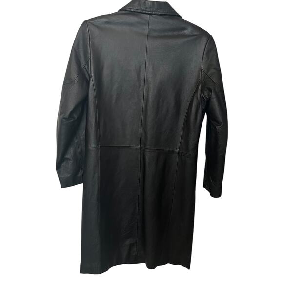 MARC MATTIS LONG SLV FULL LENGTH BUTTON GENUINE LEATHER COAT, WOMENS, M, BLACK - Picture 6 of 12